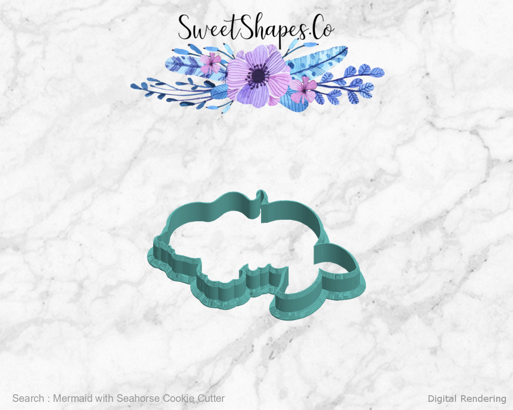 Mermaid with Seahorse Cookie Cutter — left view