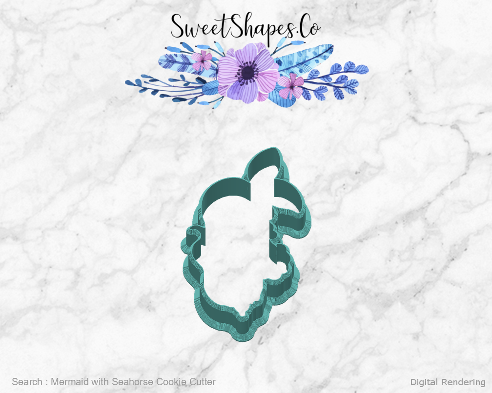 Mermaid with Seahorse Cookie Cutter — back view