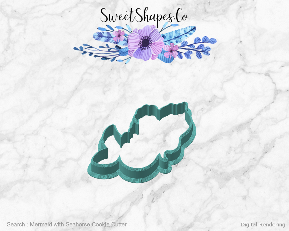 Mermaid with Seahorse Cookie Cutter — angled front view