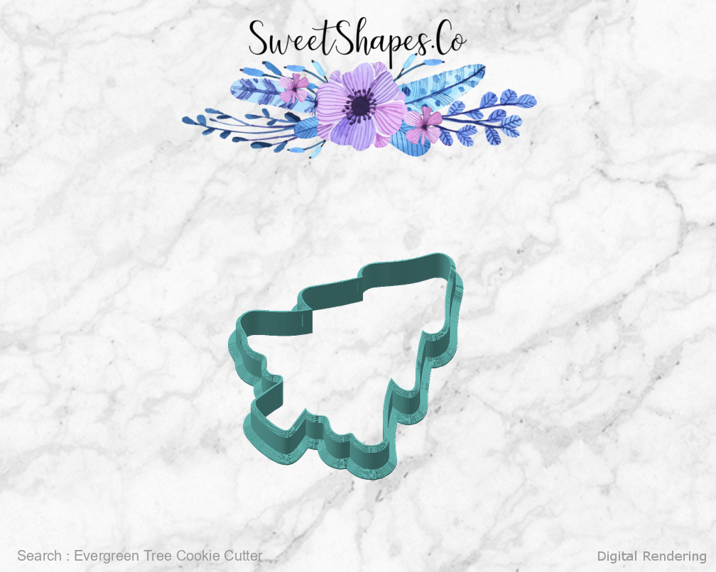 Evergreen Tree Cookie Cutter — angled front view