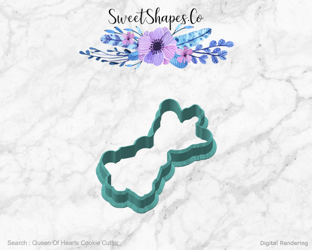Queen Of Hearts Cookie Cutter — angled front view