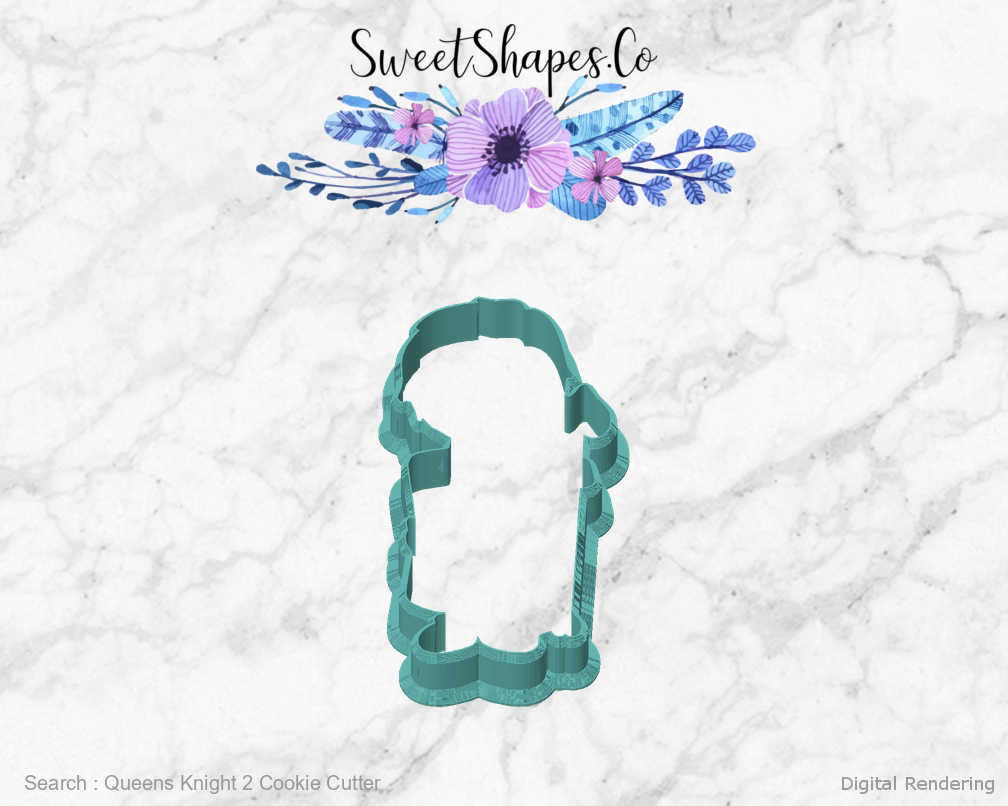 Queens Knight 2 Cookie Cutter — front view