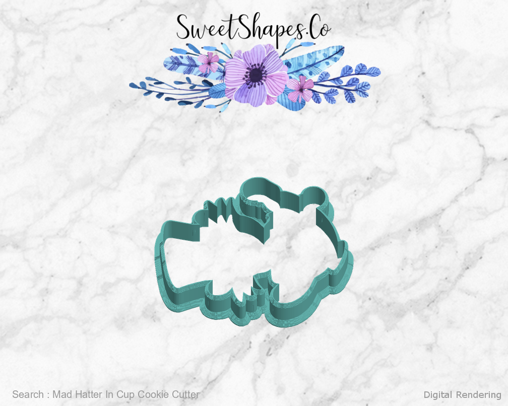 Mad Hatter In Cup Cookie Cutter — left view