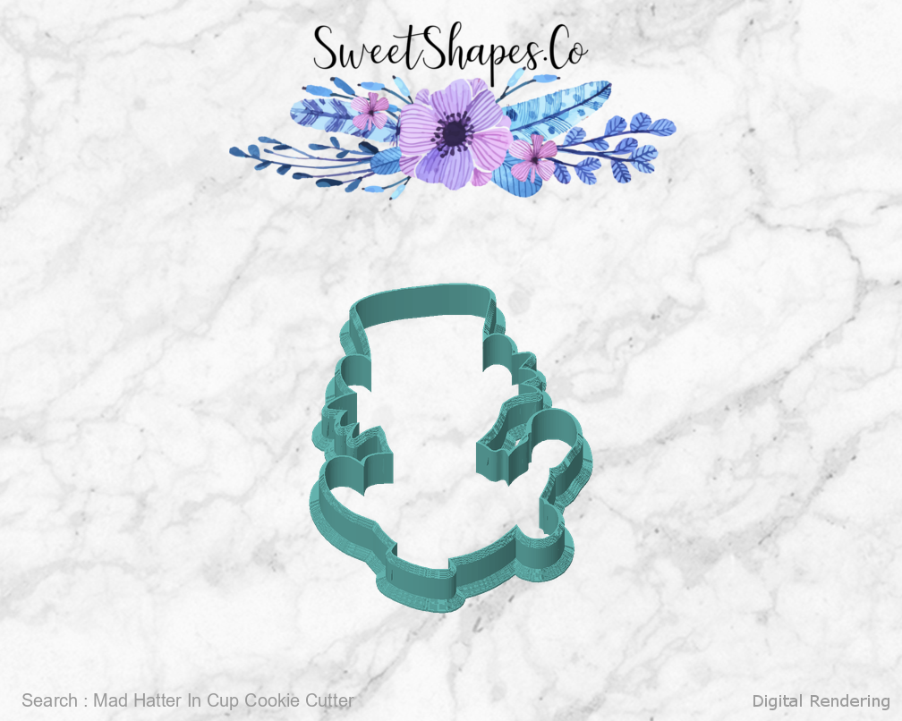 Mad Hatter In Cup Cookie Cutter — front view