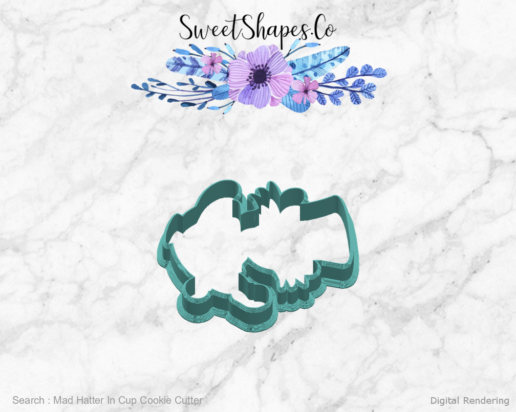 Mad Hatter In Cup Cookie Cutter — right view