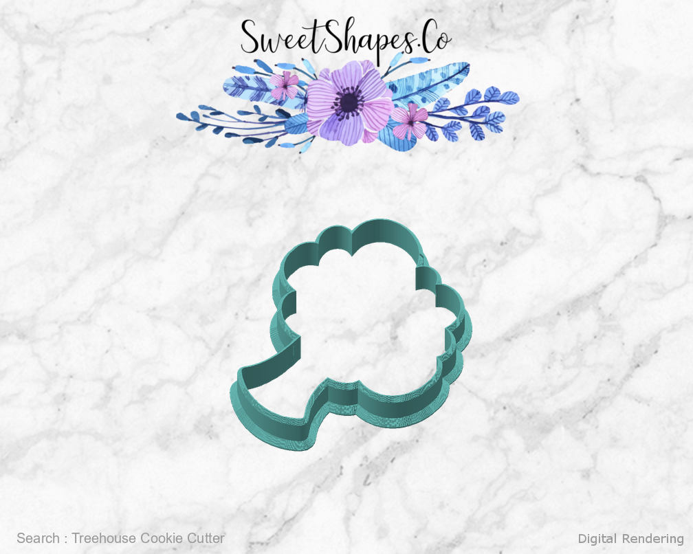 Treehouse Cookie Cutter — angled front view