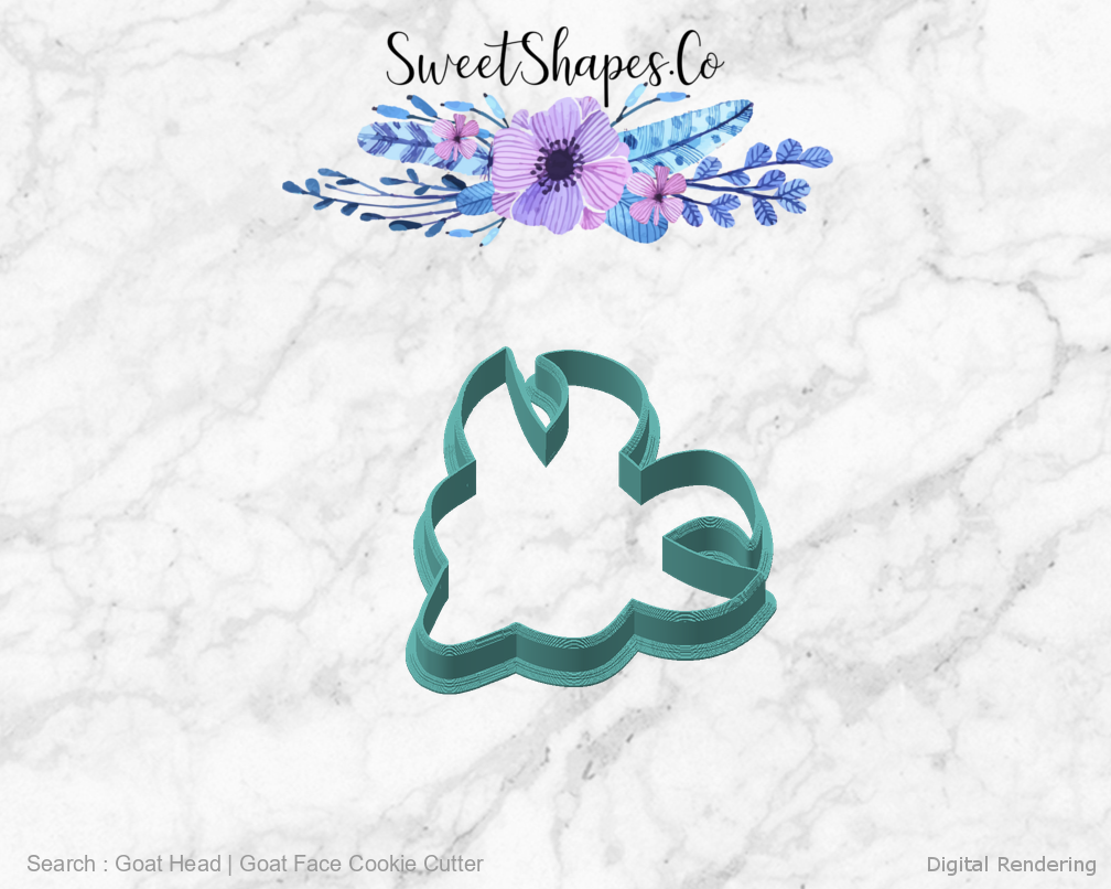Goat Head | Goat Face Cookie Cutter — angled front view