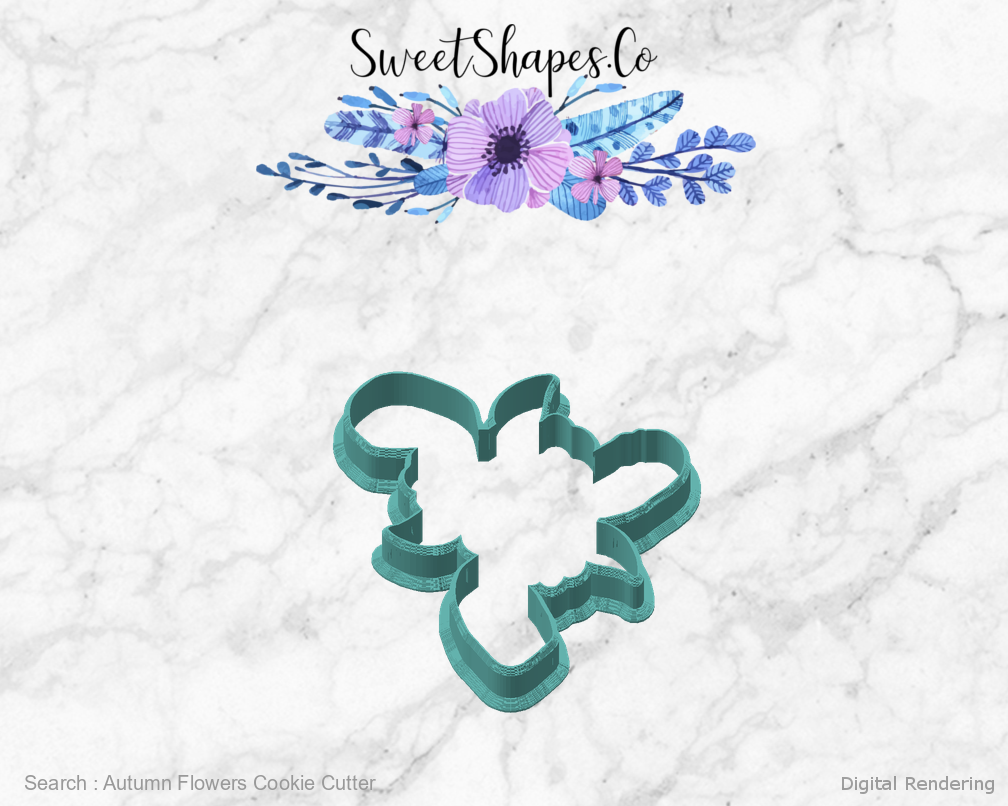 Autumn Flowers Cookie Cutter — angled front view