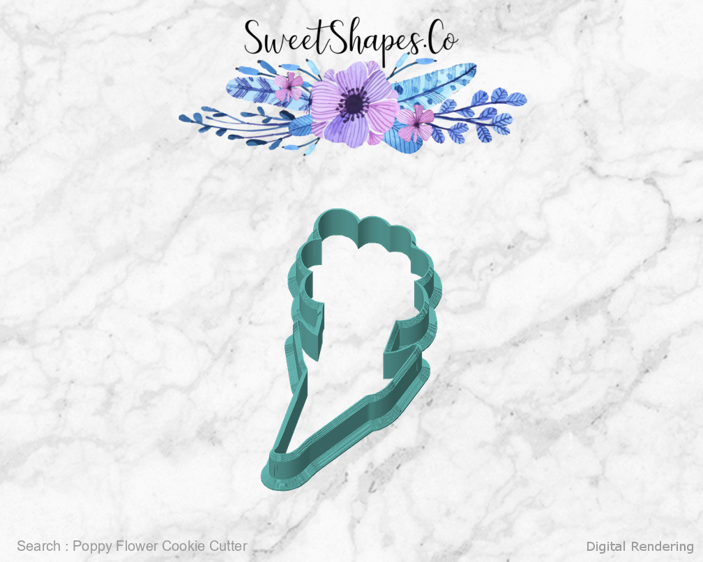 Poppy Flower Cookie Cutter — front view