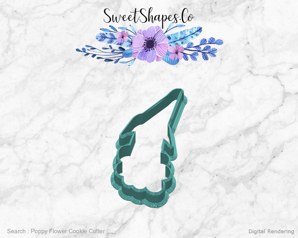 Poppy Flower Cookie Cutter — back view