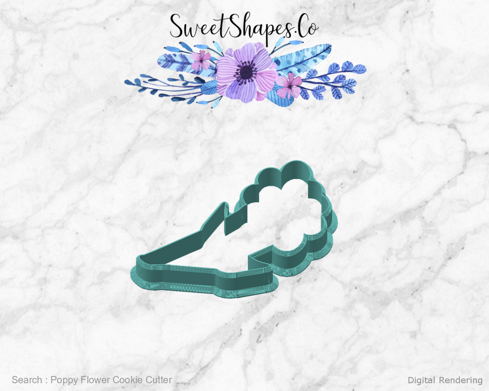 Poppy Flower Cookie Cutter — angled front view