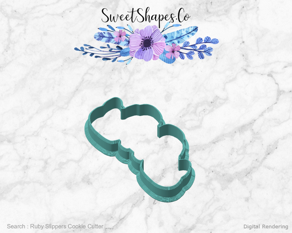 Ruby Slippers Cookie Cutter — angled front view
