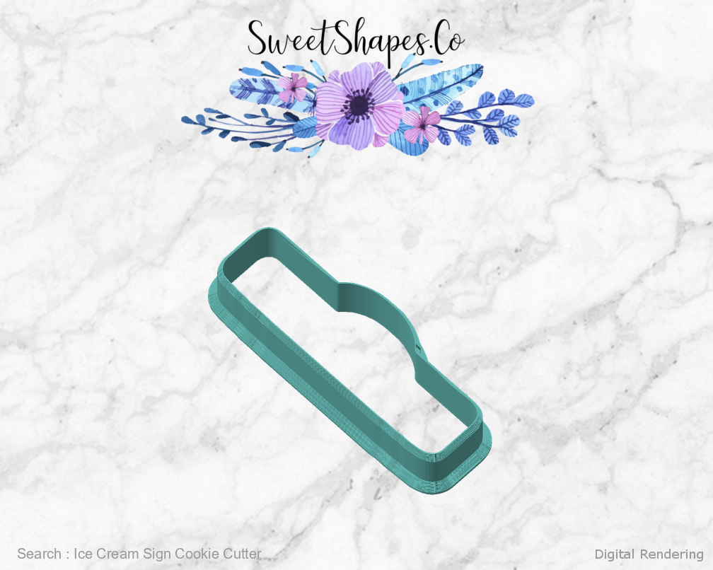 Ice Cream Sign Cookie Cutter — angled front view