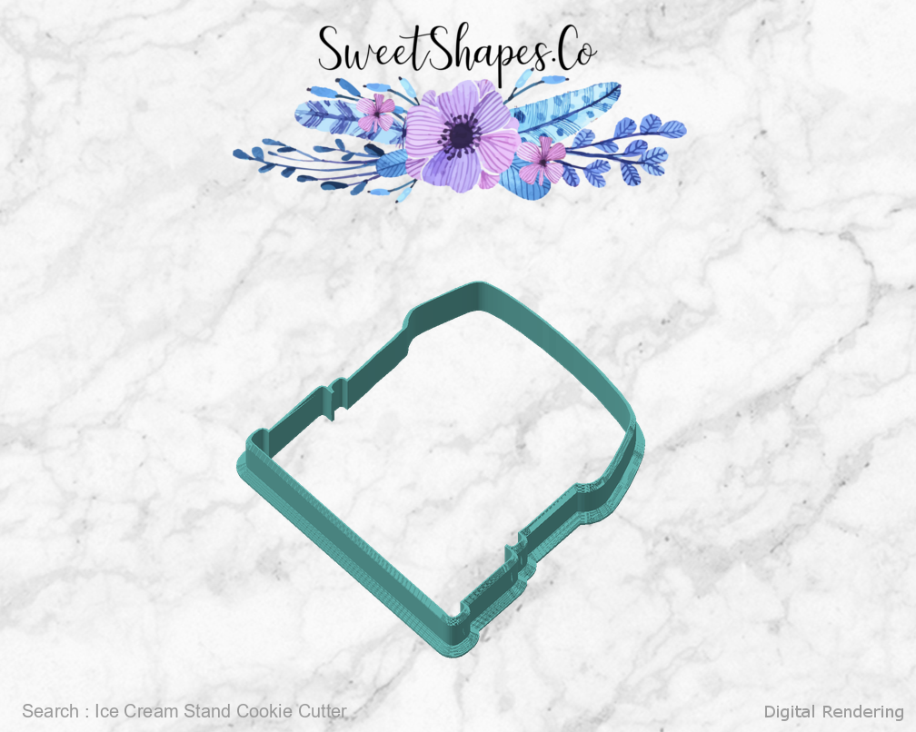 Ice Cream Stand Cookie Cutter — angled front view