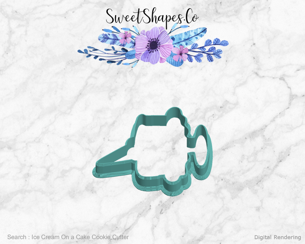 Ice Cream On a Cake Cookie Cutter — left view