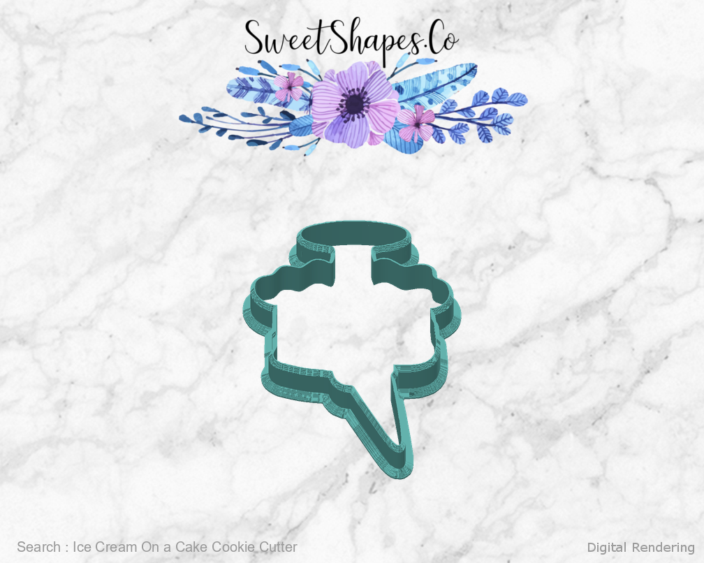 Ice Cream On a Cake Cookie Cutter — back view