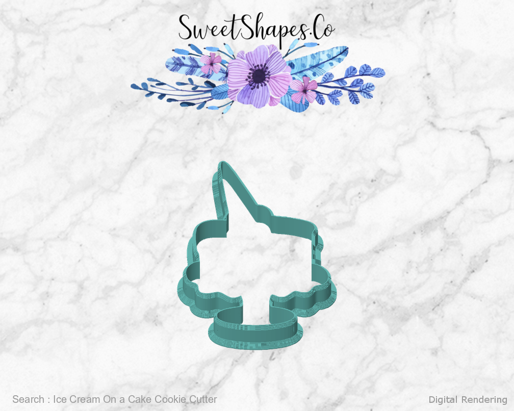Ice Cream On a Cake Cookie Cutter — front view