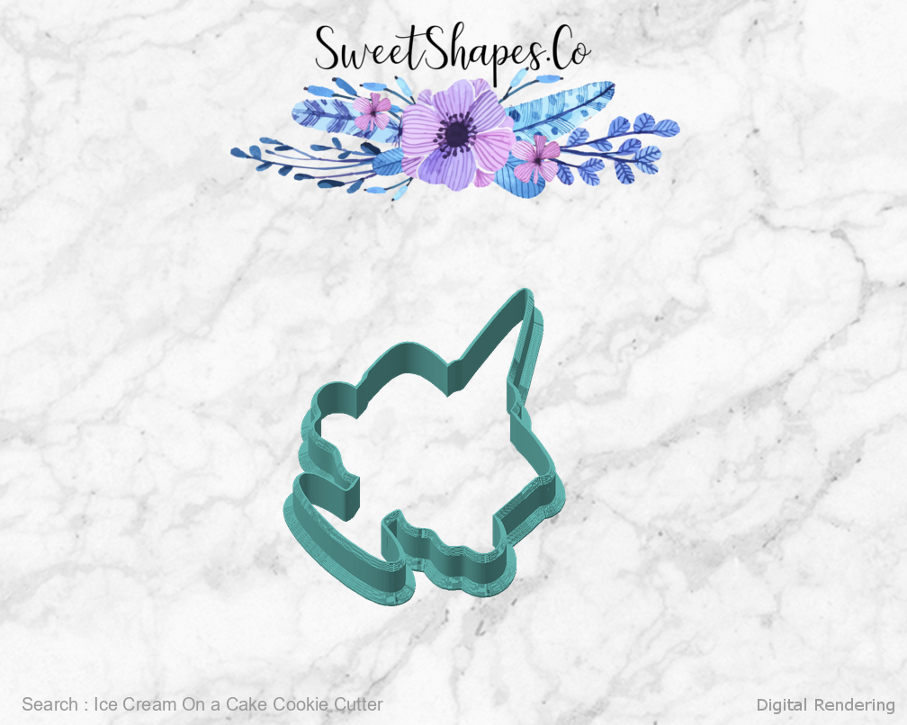 Ice Cream On a Cake Cookie Cutter — angled front view