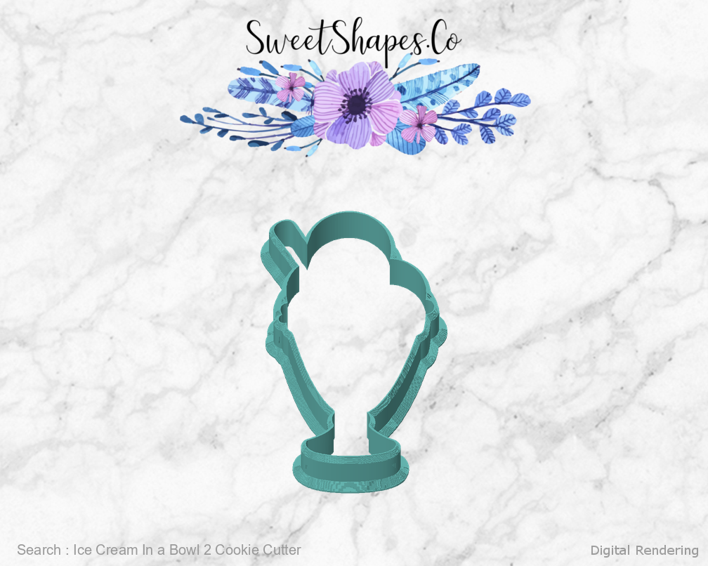 Ice Cream In a Bowl 2 Cookie Cutter — front view
