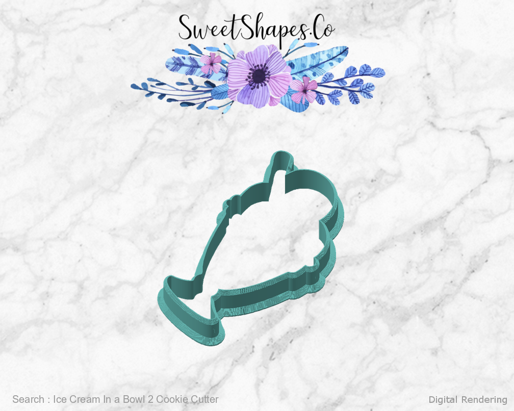 Ice Cream In a Bowl 2 Cookie Cutter — angled front view