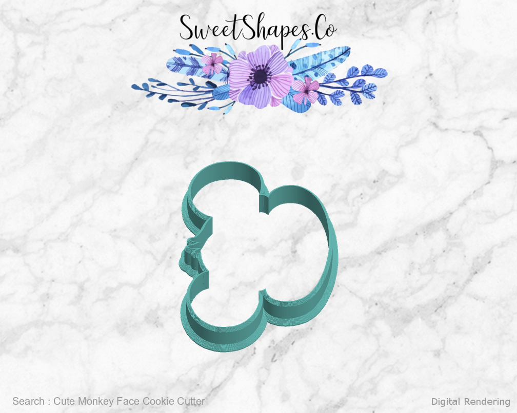 Cute Monkey Face Cookie Cutter — left view