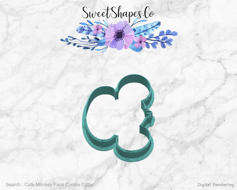 Cute Monkey Face Cookie Cutter — right view