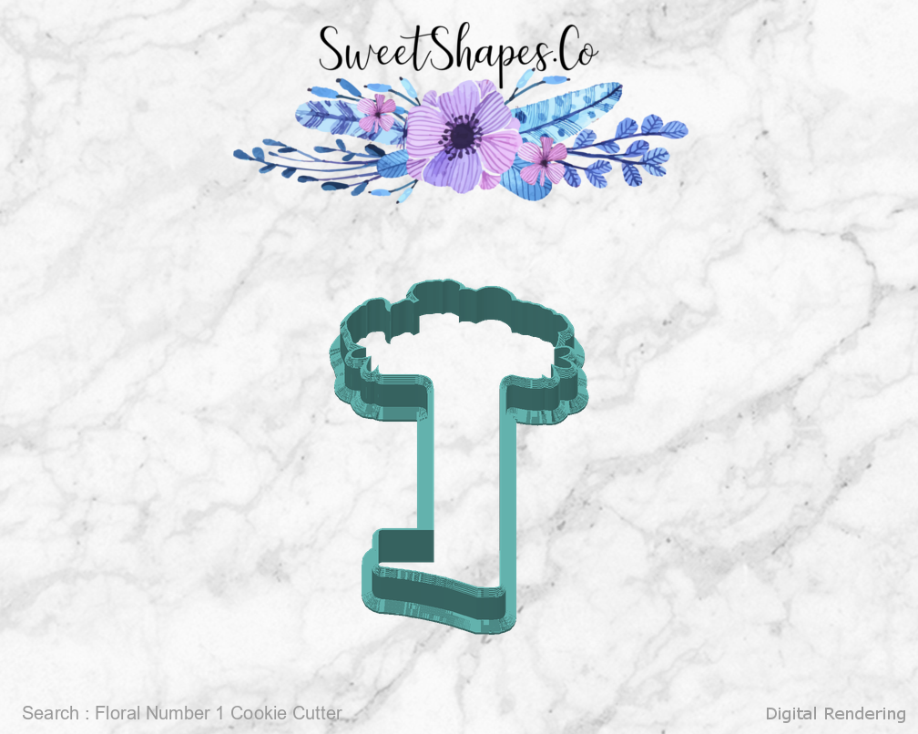 Floral Number 1 Cookie Cutter — back view
