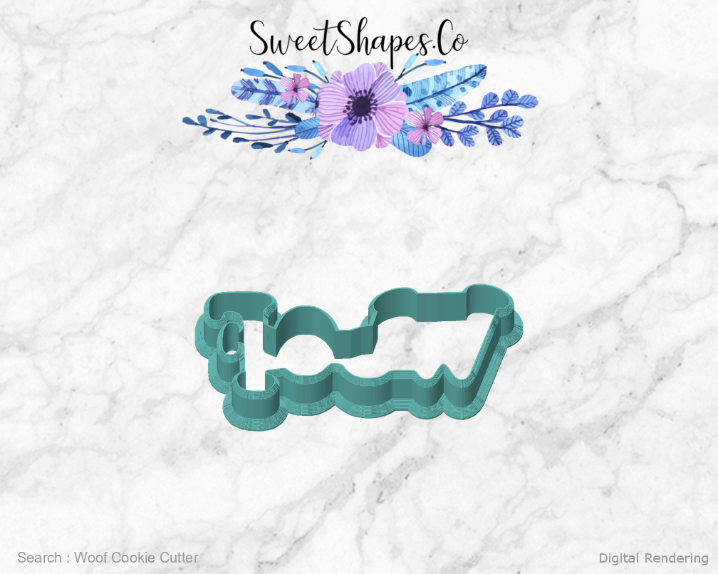 Woof Cookie Cutter — front view