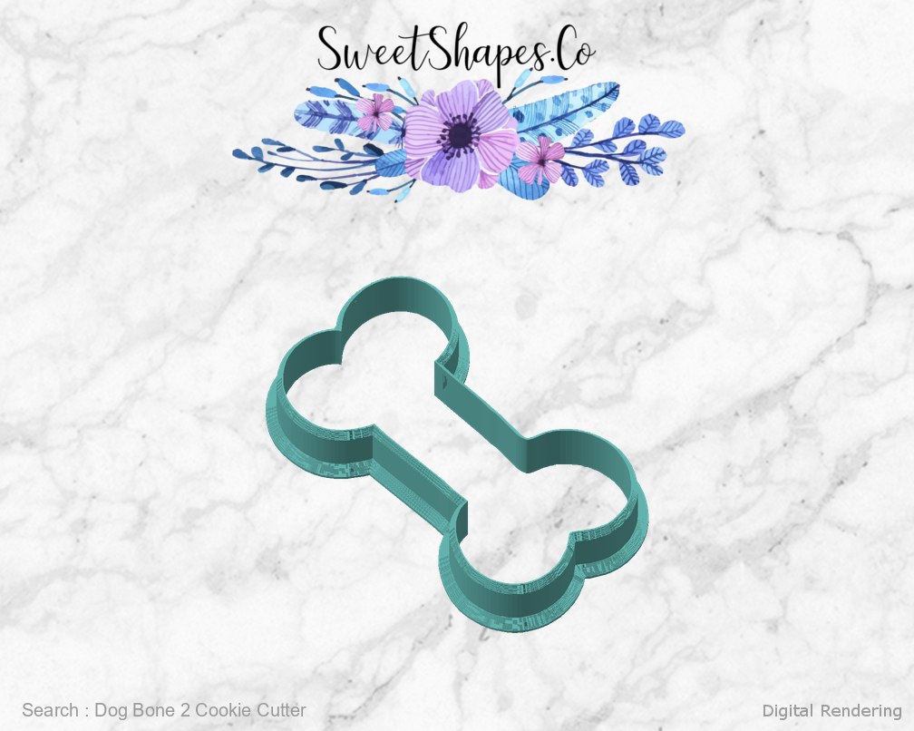 Dog Bone 2 Cookie Cutter — angled front view