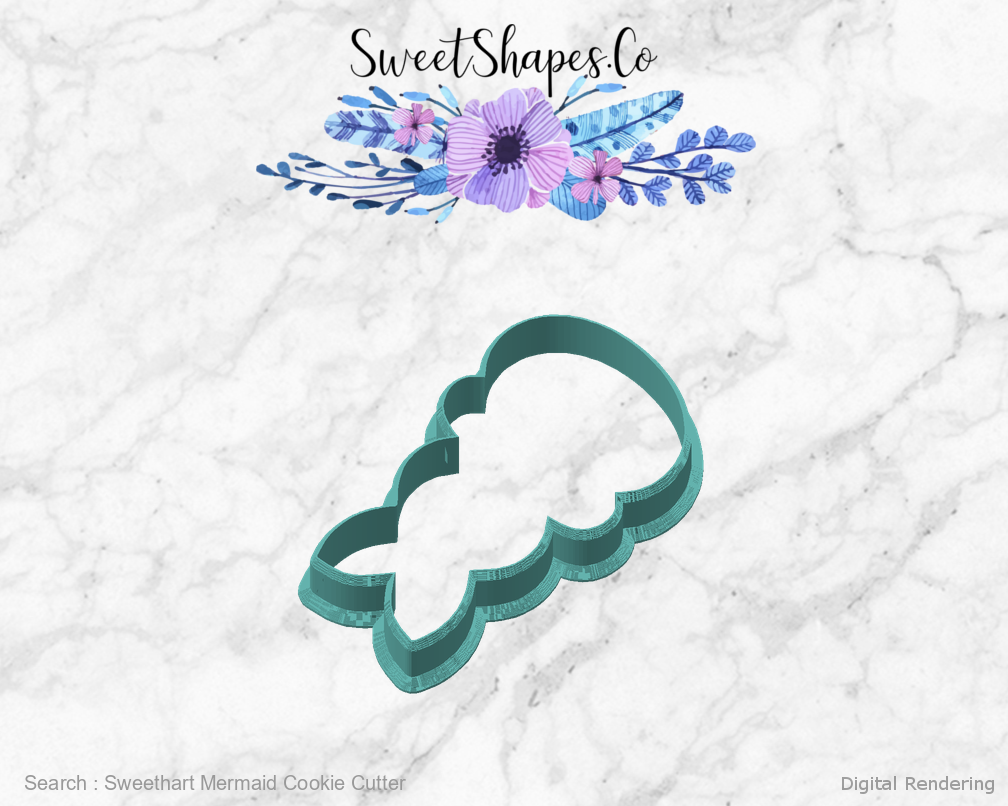 Sweethart Mermaid Cookie Cutter — angled front view
