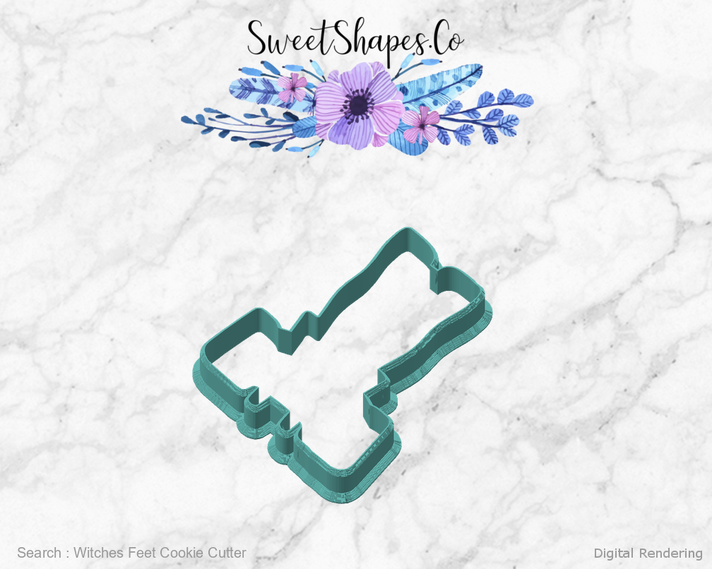 Witches Feet Cookie Cutter — angled front view