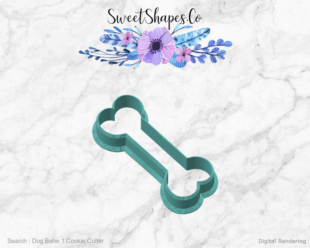 Dog Bone 1 Cookie Cutter — angled front view