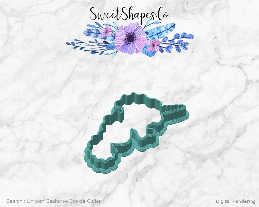 Unicorn Seahorse Cookie Cutter — angled front view