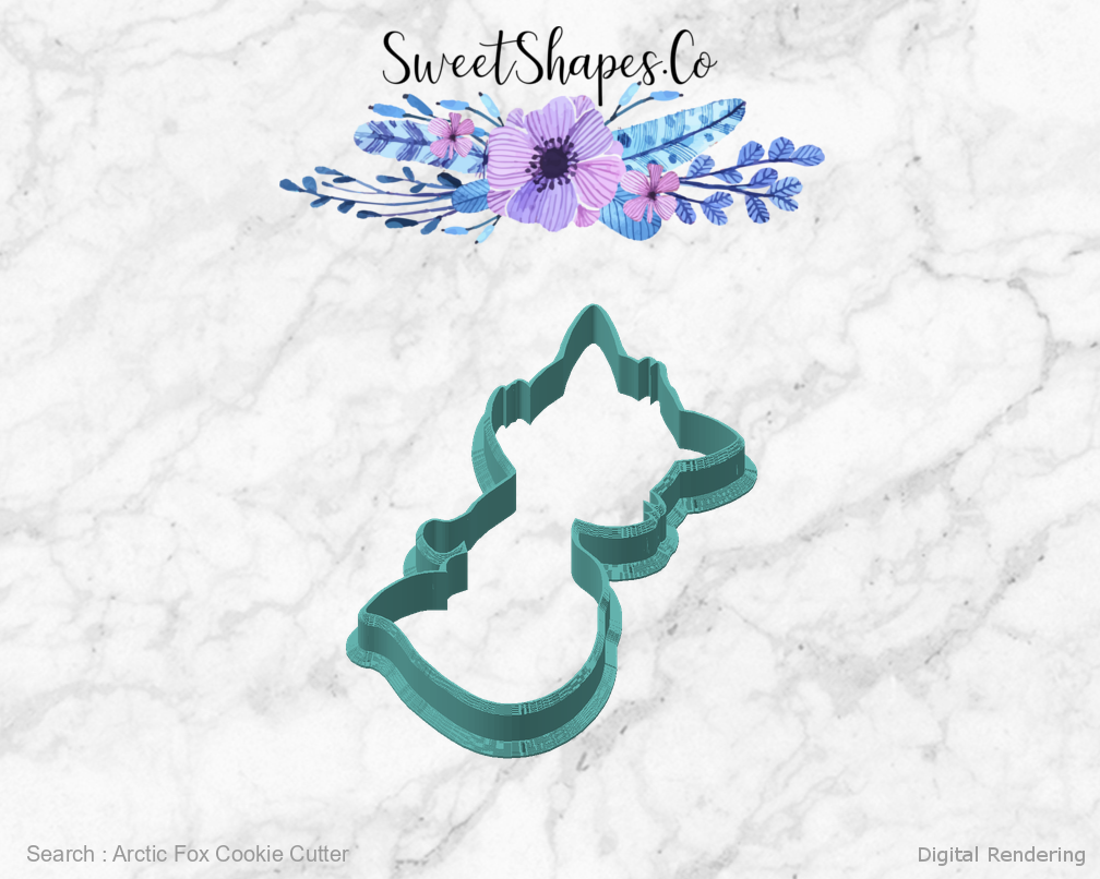 Arctic Fox Cookie Cutter — angled front view