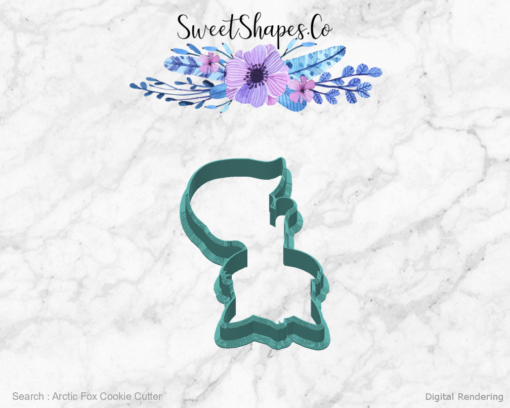 Arctic Fox Cookie Cutter — back view