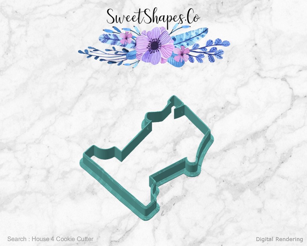 House 4 Cookie Cutter — angled front view