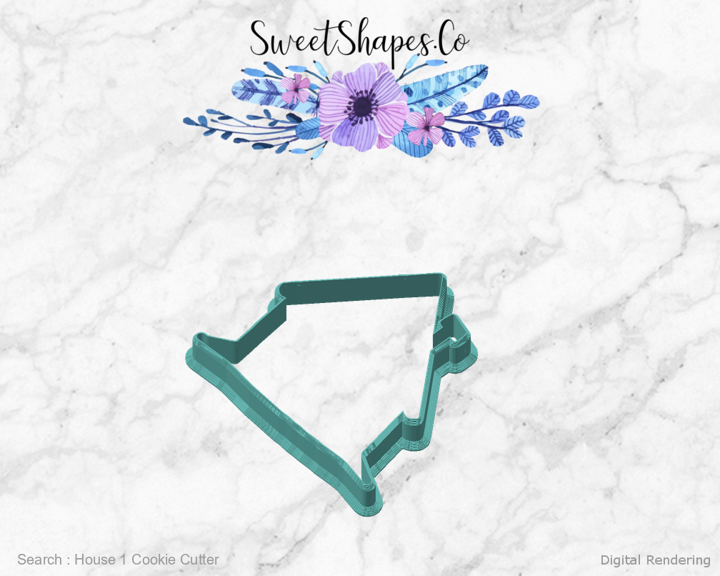 House 1 Cookie Cutter — angled front view