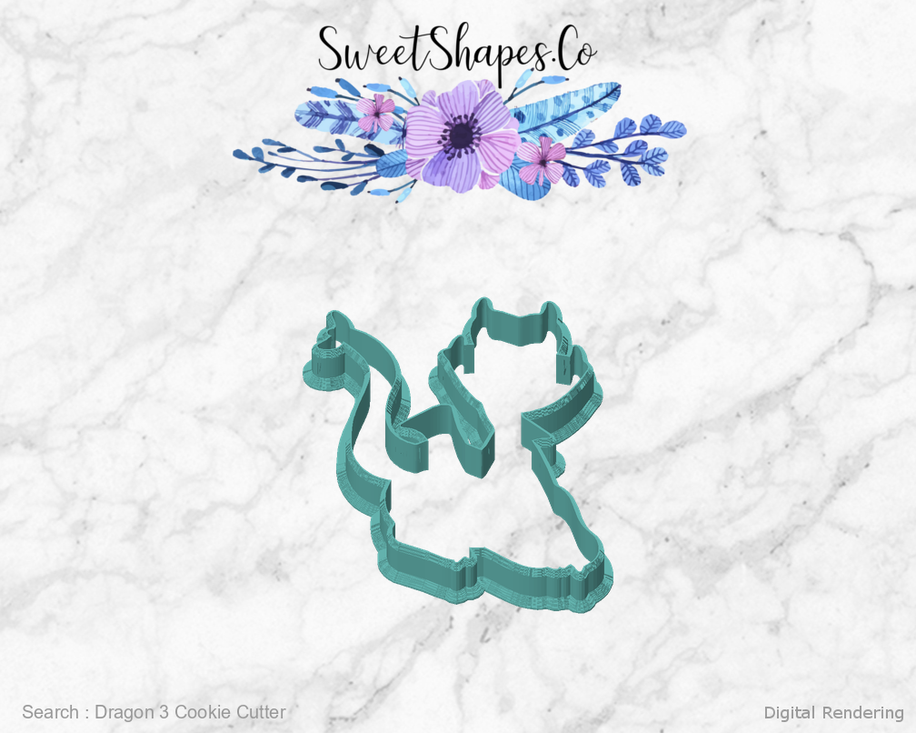 Dragon 3 Cookie Cutter — front view