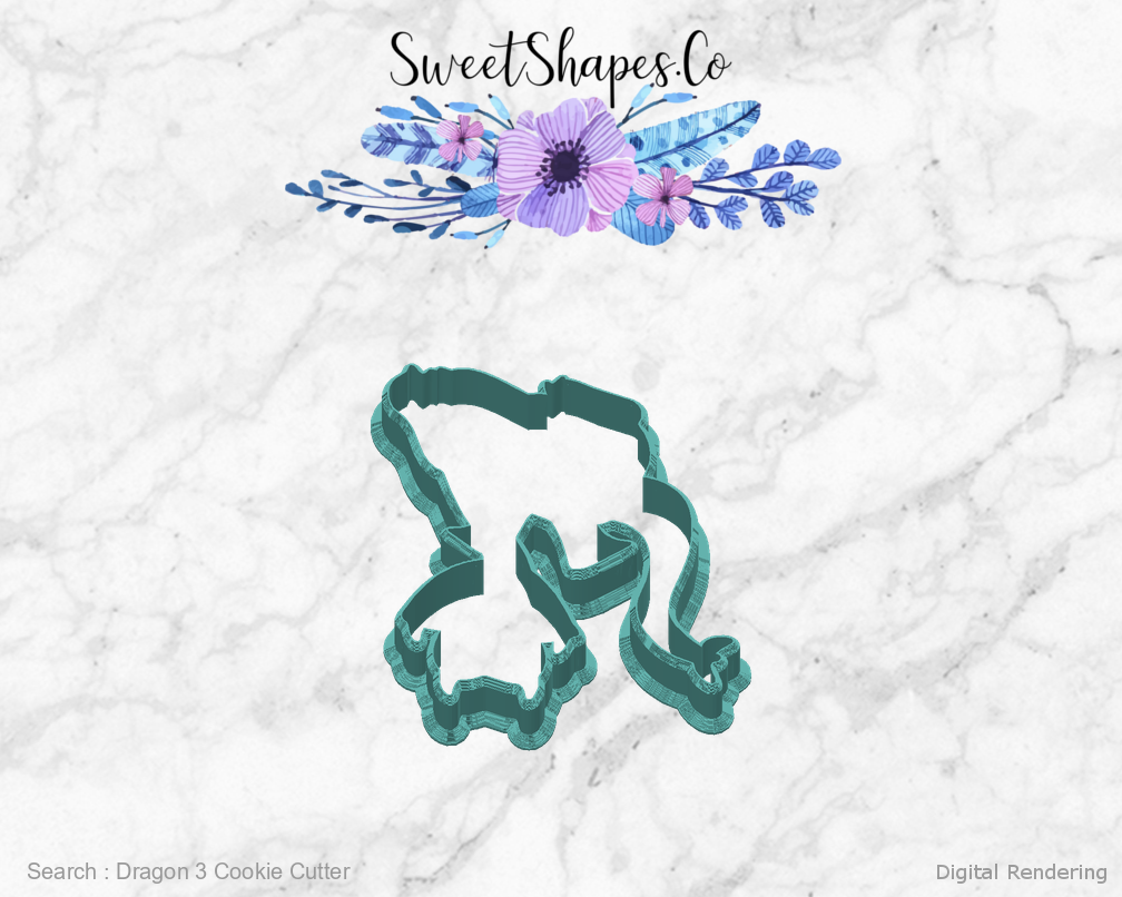 Dragon 3 Cookie Cutter — back view