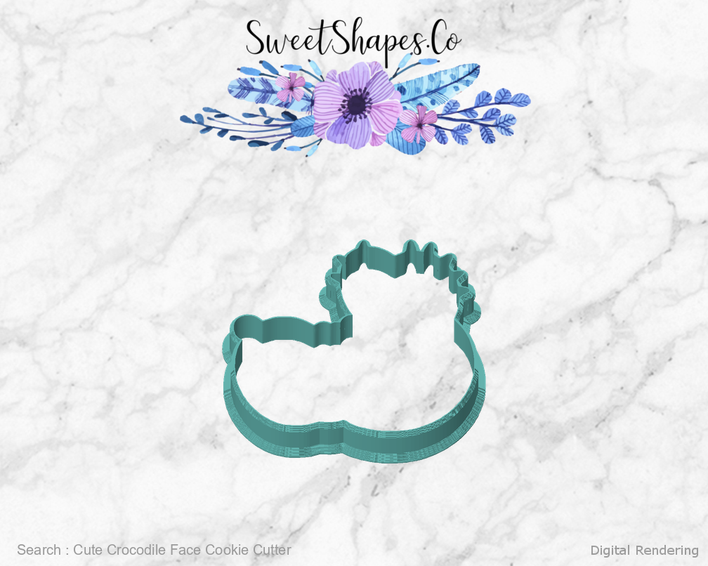 Cute Crocodile Face Cookie Cutter — front view