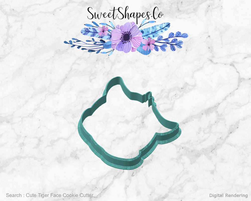 Cute Tiger Face Cookie Cutter — angled front view