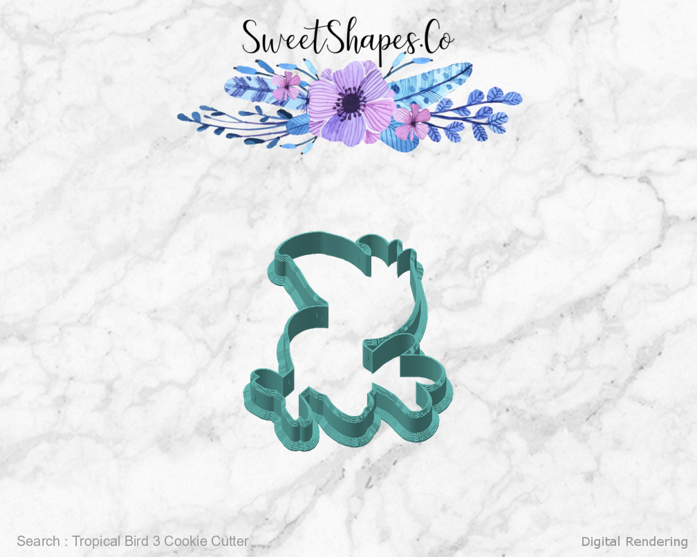 Tropical Bird 3 Cookie Cutter — angled front view