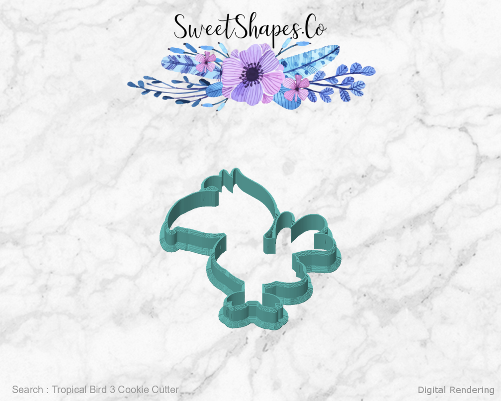 Tropical Bird 3 Cookie Cutter — front view