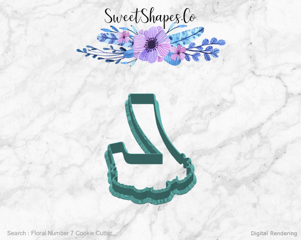Floral Number 7 Cookie Cutter — back view