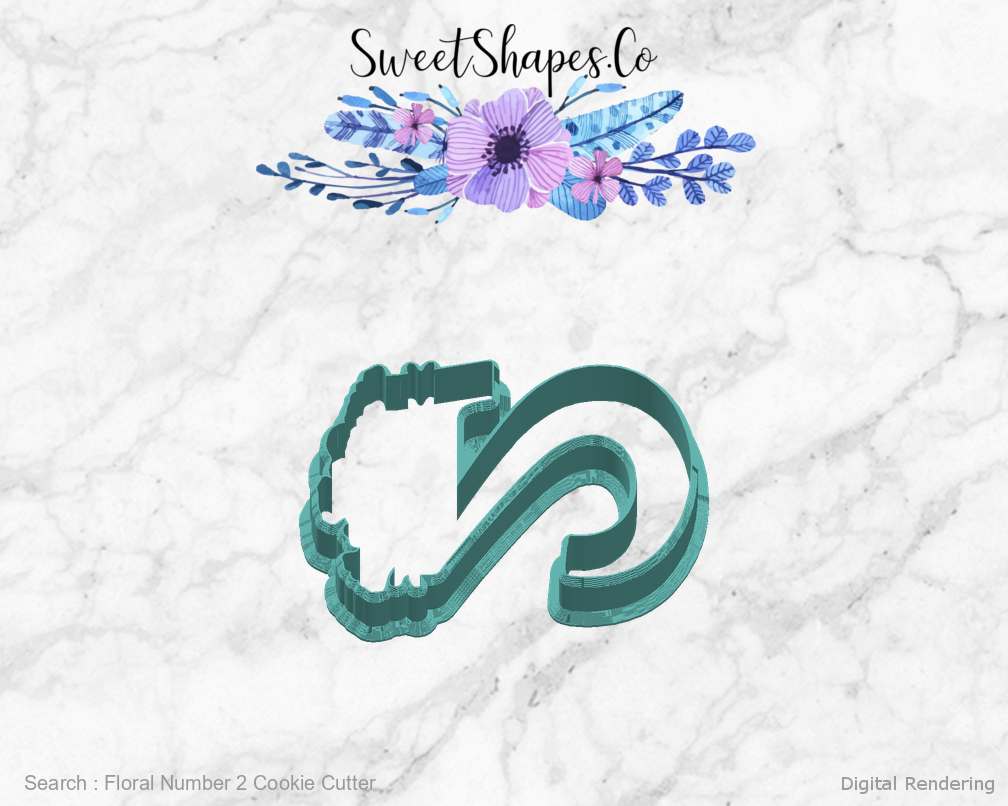 Floral Number 2 Cookie Cutter — right view