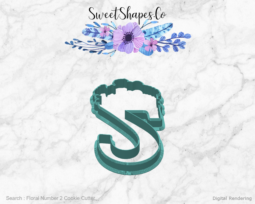 Floral Number 2 Cookie Cutter — back view