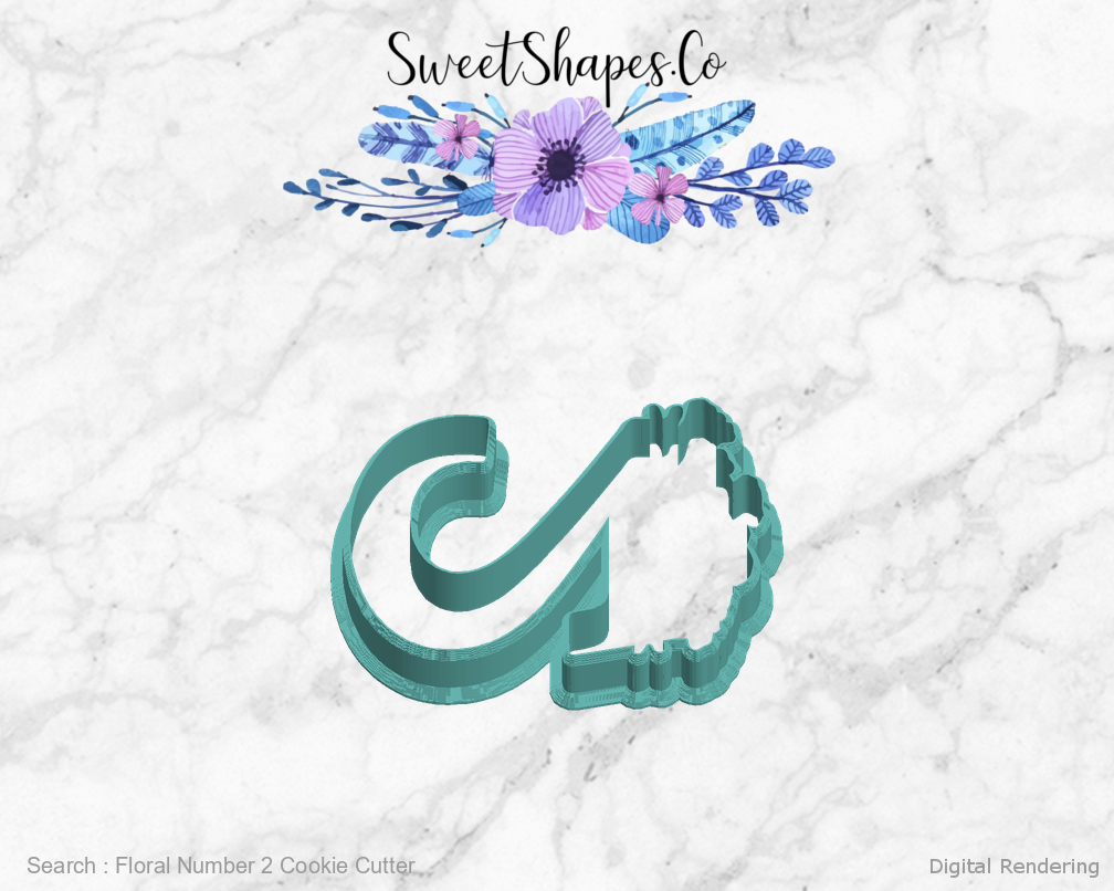Floral Number 2 Cookie Cutter — left view