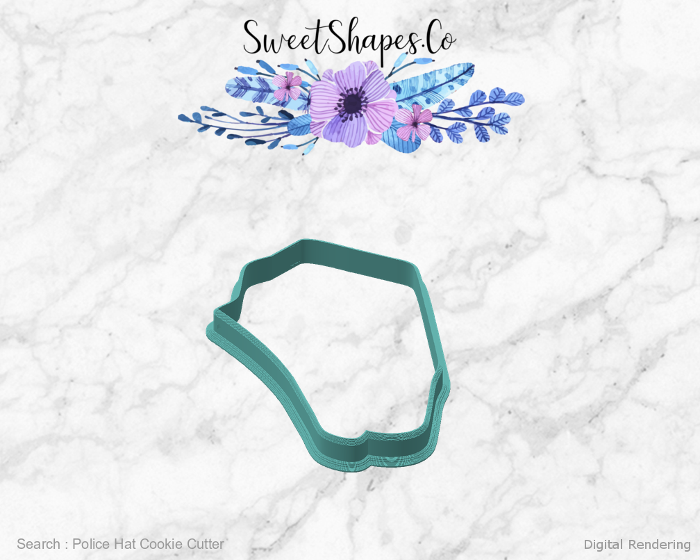 Police Hat Cookie Cutter — angled front view
