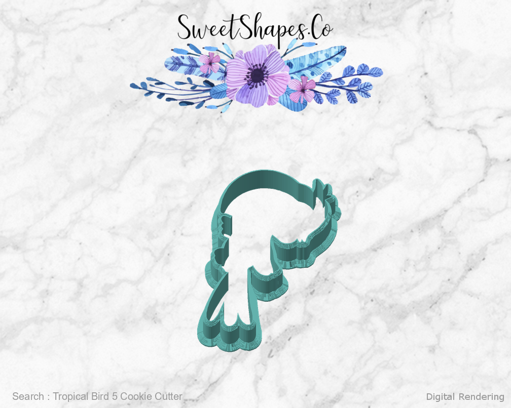 Tropical Bird 5 Cookie Cutter — angled front view