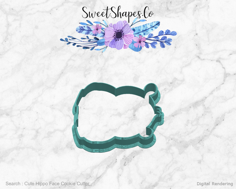 Cute Hippo Face Cookie Cutter — right view